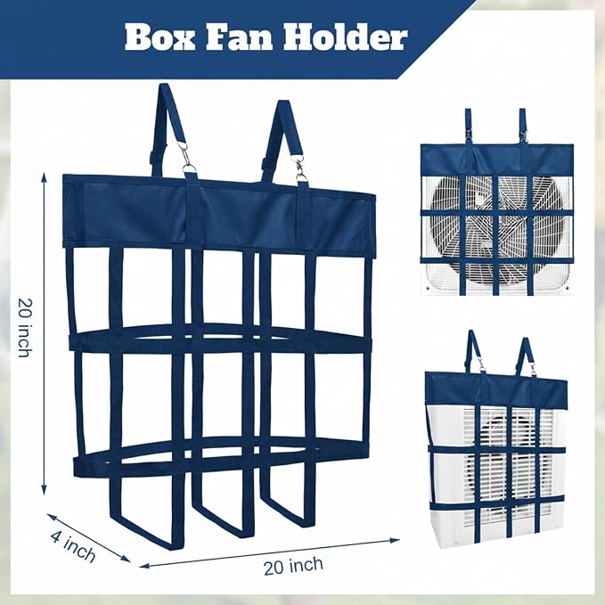 Tessco for you 1 Pcs Box Fan Holder Horse Stall Classic Fan Bag Hanging Web Holder Nylon Box Hay Bag Horse Accessories (Blue)