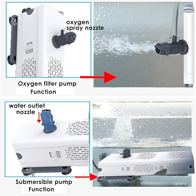 Ultra Quiet Fish Tank Filter 4-in-1 Internal Aquarium Filter ,500-1800L/H Submersible Water Filter Pump Multifunctional Filter Water Pump for Betta, Turtle, Pond fish, Garden. (30W 480GPH (1800L/H))