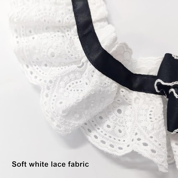 Elegant Lace Cat Collar with Cute Bow,Cat Collar with Bow Tie,Pet Lace Bib Collar with Cute Bow,Cat Princess Costumes,White,1 Piece ﻿