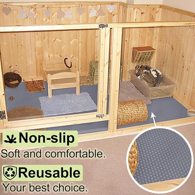 Washable Guinea Pig Bedding Cage Liner Waterproof Rabbit Bedding, Easily Cut to Suit Cage and Reusable Pads for Guinea Pigs, Rabbits, Hamsters, Gerbils, and Chinchillas,18"×79" 1pcs, Grey Mat