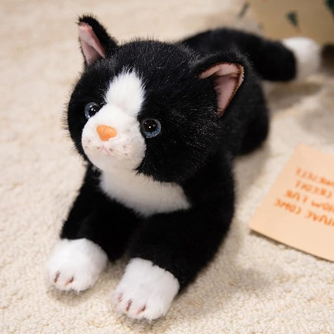 PEACH CAT Cat Stuffed Animal 15" Realistic Kitten Plushies Soft Plush Toys Gifts for Kids Black