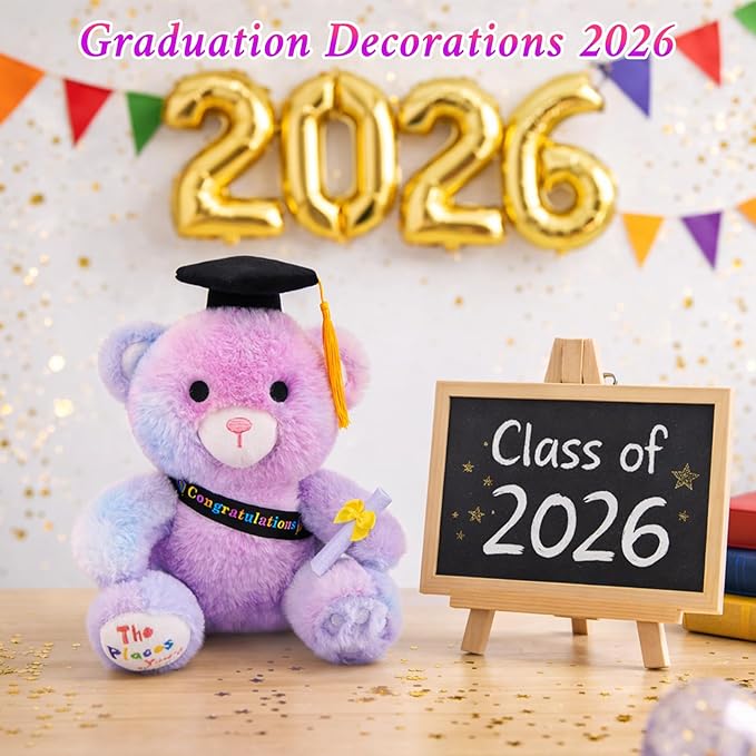 Graduation Teddy Bear 2026, 9 Inch Graduation Stuffed Animal with Diploma Tassel Graduation Hat & Oh, The Places You’ll Go, Class of 2026 Graduation Gifts for Kids, Kindergarten, High School