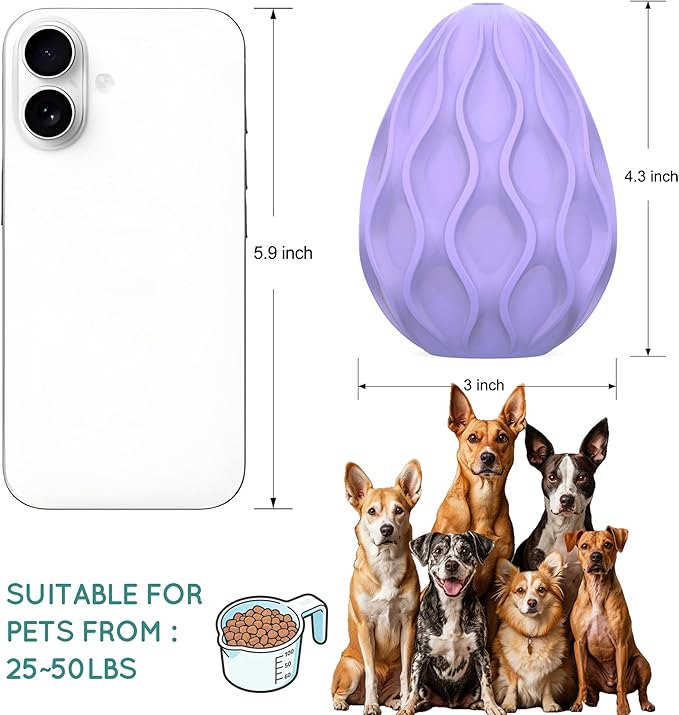 Dog Toys for Aggressive Chewers Durable Interactive Dog Chew Toys Tough Indestructible Treat Dispensing Cognitive Toys Mental Enrichment Puzzle Feeder Boredom Buster Anxiety Relief (Purple)