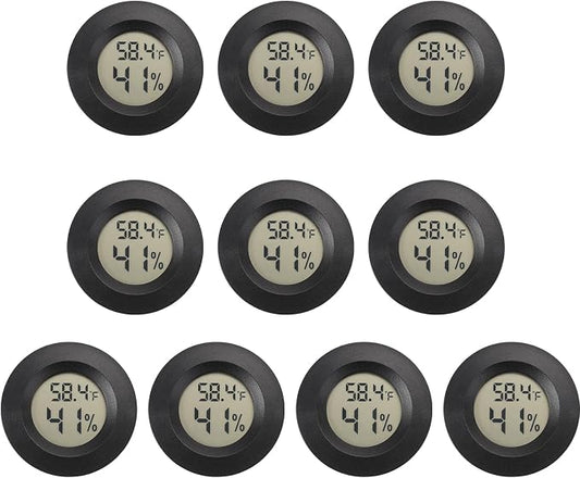 Mini Hygrometer Digital Thermometer Humidity Meter 10 Pack Hygrometer Thermometers Indoor/Outdoor Humidity Monitor Reptile Thermometer for Greenhouse Garden Cellar Fahrenheit(℉)/ Celsius(℃)