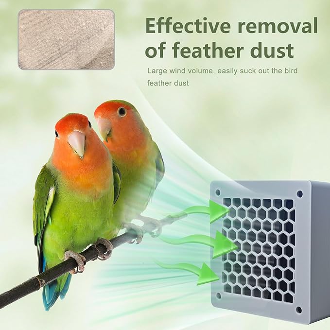 Bird Dust Vacuum,Acuum Cleaners for Pet Birds Feathers,Adjustable Wind Speed,Bird Cage Accessories for Conure Cockatiel Budgies Lovebird Parrotlet. (Gray)