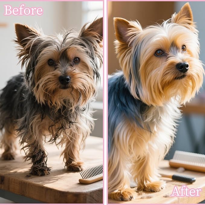 Cloud-Shaped Soft Bristle Small Dog Brush - Hollow Back Design for Easy Grooming - Ideal for Yorkie, Shih Tzu, Maltese Maltipoo Pomeranian- Puppy Essentials , Pet Hair Removal Essentials (Purple)
