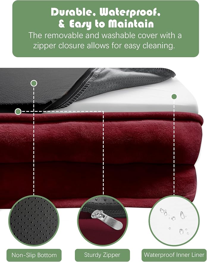 Spotted Play Orthopedic Dog Bed with Sides - Sofa Beds for Extra Large Dogs, Supportive Foam Pet Couch Bed with Washable Removable Cover, Waterproof Lining and Non-Slip Bottom, Burgundy - XL-Plus