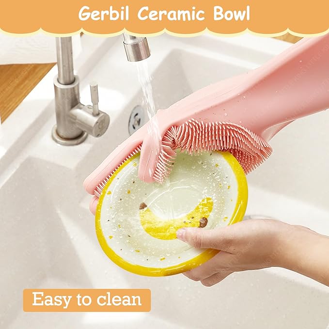 kathson Hamster Ceramic Food Bowl Small Animal Bowls with Banana Pattern for Cage Guinea Pig Anti-Turning Food and Water Dish Pet Feeder for Gerbil Hedgehog 2PCS