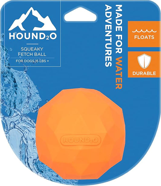 Dog Toys | Squeaky Fetch Ball for Dogs | Bright Orange Floating Outdoor Dog Ball with Squeaker