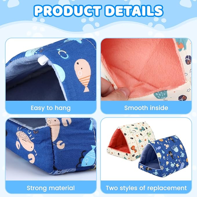 2 Pcs Guinea Pig Hideout, Guinea Pig Bed Tunnel Washable Small Animal House Cage Accessories for Mouse Chinchillas Hamsters Hedgehogs Ferrets Bearded Dragons and Rats Other Small Animals