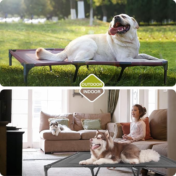 suddus Elevated Dog Bed Waterproof Outdoor, Portable Raised Dog Beds, Dog Cot Off the Floor, Dog Bed Easy Clean Indoor or Outdoor Use, X Large, Red