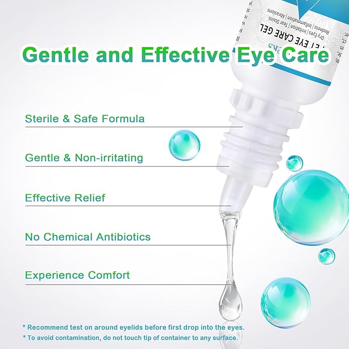 Pet Eye Care Gel Drop for Dogs, Cats, 1% Hyaluronan Eye Drops, Relieves Dry Eyes Redness Irritation Discharge Tear Stain, Gentle Ocular Repair with Artificial Tears, Taurine, Herbal Extracts, 0.34 oz