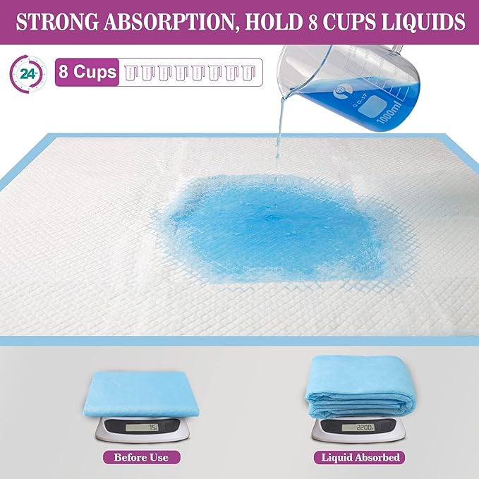IMMCUTE Dog Pee Pads Extra Large 28"x34", X-Large Training Puppy Pee Pads Super Absorbent & Leak-Proof, XL Disposable Pet Piddle Pad and Potty Pads for Dogs, Puppies, Doggie (60 Count)