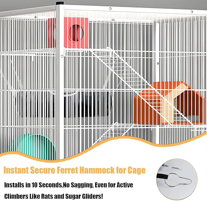 Ferret Rat Hammock Hamster Hanging Tunnels Tubes for Cage - Soft Guinea Pig Hideout Bed, Chinchilla Hammock for Small animals,GuineaPig,Ferret, Kitten,Squirrel,Chinchilla,Rat,Parrot (Tunnel-Grey)