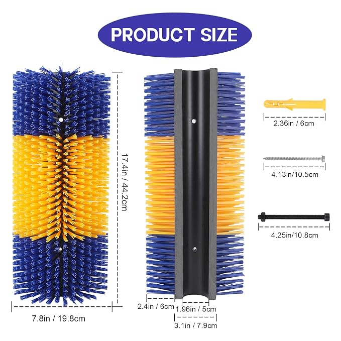 2PCS Livestock Scratching Brush, Horse Brush, Cow Goat Scratching Post with 8 Screws, Grooming Massage for Cattle Sheep Horses Pigs