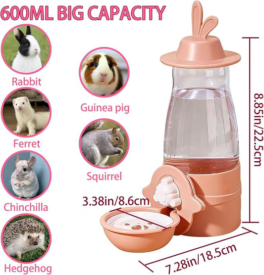 21oz Rabbit Water Bottle, Hanging Automatic Guinea Pig Water Dispenser Rabbit Water Bottle No Drip Bunny Cage Accessories for Bunny Hamster Ferret Cat Chinchilla