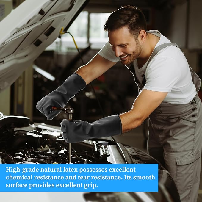 Haiou Chemical Resistant Nitrile Gloves Long Rubber Gloves for Drains, Acid, Oil, and Industrial Use Household Cleaning