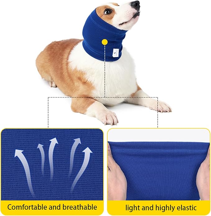 Dog Calming Band,Dog Ear Cover Anxiety Relief – Noise Canceling for Fireworks, Thunderstorms, Pet Grooming & Force Drying(Pink L)