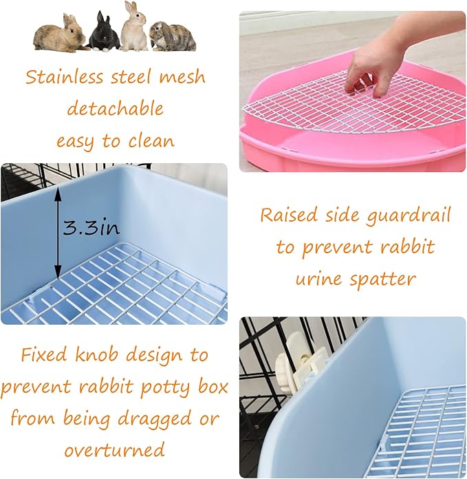 PINVNBY Large Rabbit Litter Box Bunny Corner Toilet Box Small Animal Cage Toilet Pet Potty Trainer Bigger Pan Fan Shape Box for Adult Guinea Pigs Chinchilla Ferret Galesaur (White)