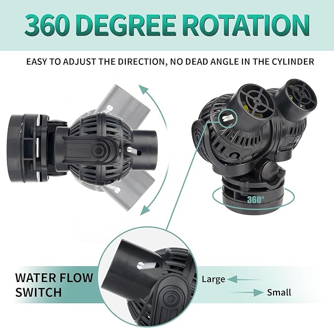 FREESEA Aquarium Circulation Pump Wave Maker Power Head with Magnetic Mount Suction for 20-75 Gallon Saltwater Freshwater Tank (1600 GPH, Black)