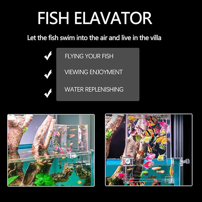 Hifybaty Negative Pressure Fish Tank - Clear Fish Elevator Water Auto-Refill Vacuum Suspended Fish Tank Water Level Maintenance, Increase Fish Activity Area, Aquarium Decoration