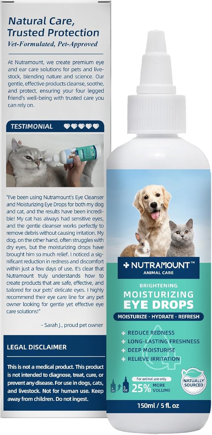 Moisturizing Eye Drops for Dogs, Cats, and Livestock 150ML/5 fl. oz Dry Eye Solution Twin Bottle Set