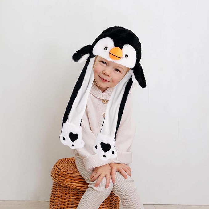 Bubblepompom Animal Hat with Ears Moving Jumping Pop Up Beating Hat Plush Holiday Cosplay Dress Up Funny Gift for Kids