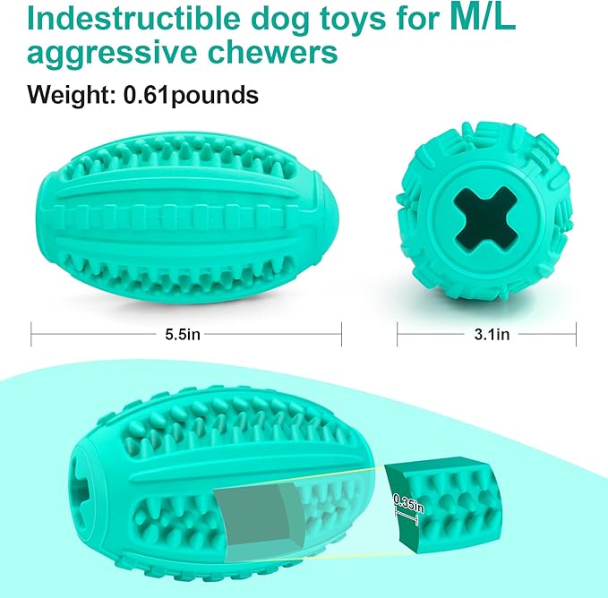 Squeaky Dog Balls for Aggressive Chewers, Indestructible Squeaky Toys for Large Dogs, Treat Dispensing Toys Interactive, Treat Toy Ball, Super Chewer Toy Large Breed