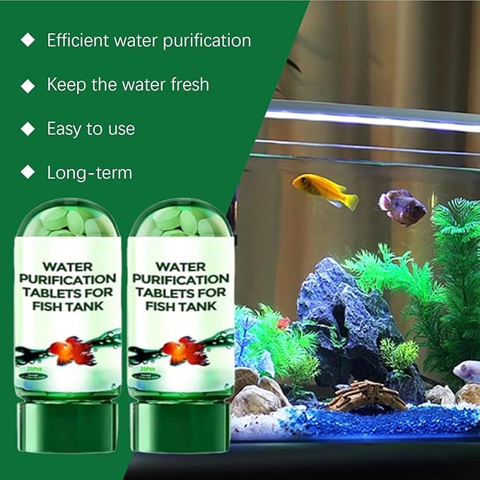 Powerful Aquarium Water Purification Tablet,Water Purification Tablets for Fish Tank,Aquarium Remover,Remove All Kinds of Turbidity from Fish TankWater (8PC)