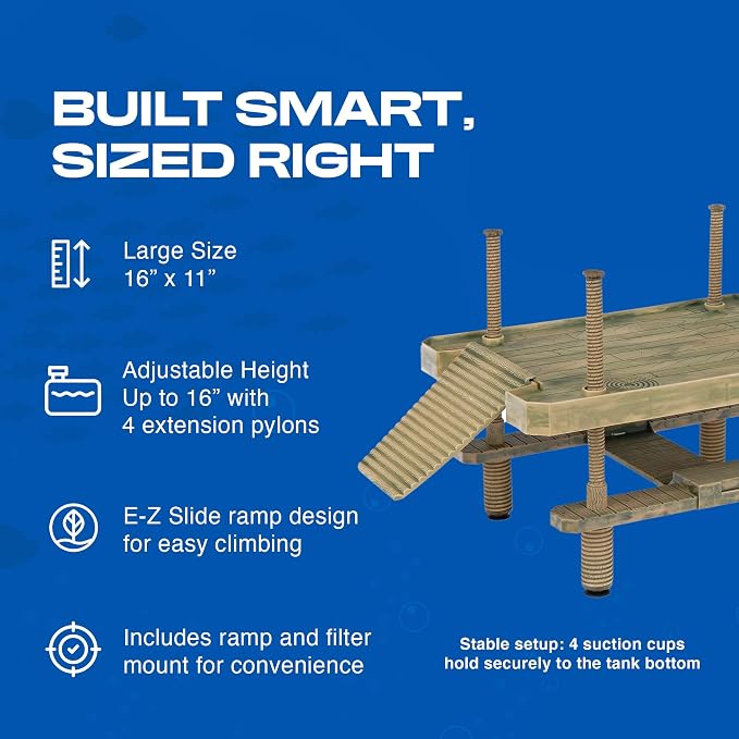 Penn-Plax Reptology Aquatic Turtle Pier and Basking Platform | Floating Above Tank | Decorative, Functional, and Naturally Inspired for Aquariums and Terrariums | Large Size (REP603)