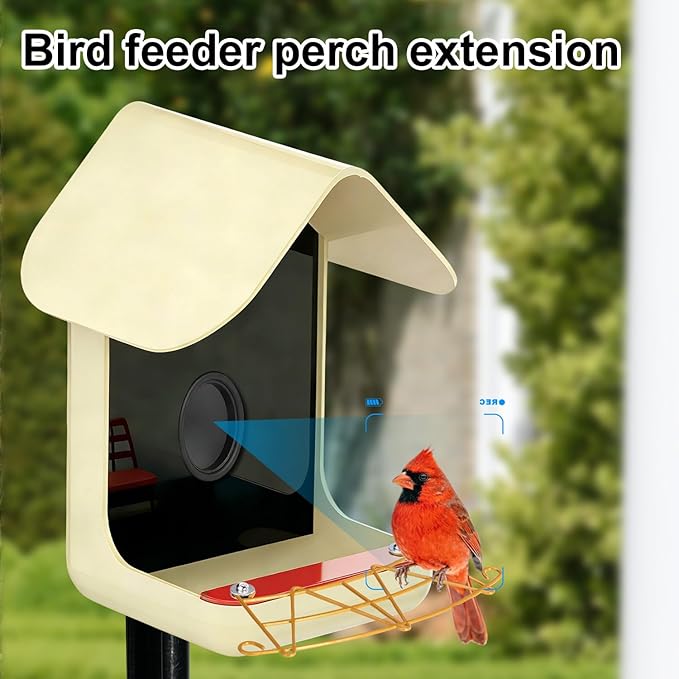 Metal Perch Extender for Smart Bird Feeder, Durable Perch Extender with Screws & Washers Bird Feeder Accessories & Replacement Parts for More Birds Resting Space