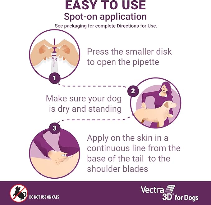 Vectra 3D Flea and Tick Prevention for Dogs, Kills and Repels Fleas, Ticks & Mosquitoes | Fast‑Acting, Waterproof, No Prescription Needed | Small Dogs 11-20 lbs, 6‑Month Supply