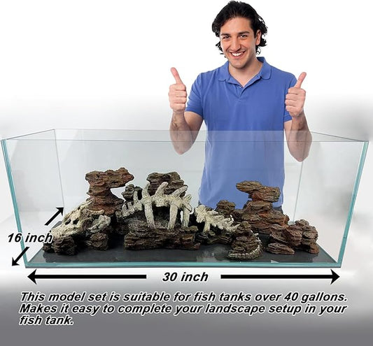 Allcolor Fish Tank Decor Rocks.Aquarium Decoration Model.Easy Superior Aquascape (Wilderness Keel)