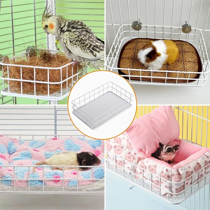 Rat Cage Platform, Hanging Guinea Pig Cage with Liner, Small Animals Platform Accessories, Animal Habitat Chinchilla Bed for Squirrel, Hamster, Parrot