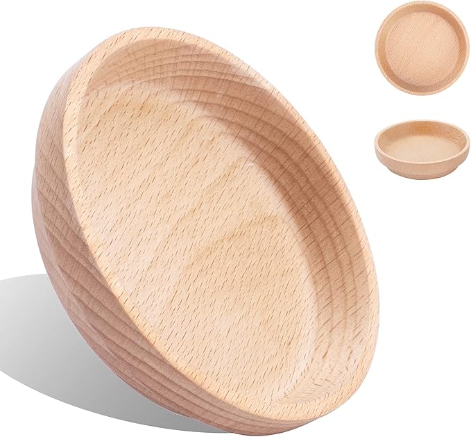 Niteangel Wooden Hamster Feeding Bowl - Small Animal Food Dish for Dwarf Syrian Hamsters Gerbils Mice Degus or Other Similar-Sized Small Pets (No Pattern, for Dwarf)