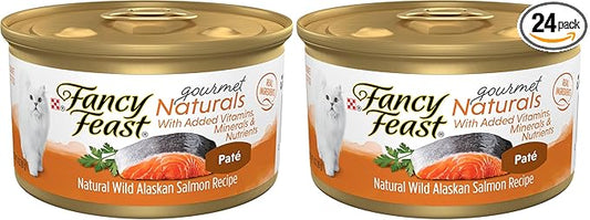 Fancy Feast Purina Wet Cat Food Pate Gourmet Naturals Wild Alaskan Salmon Recipe - 3 oz. Cans,(Pack of 24)
