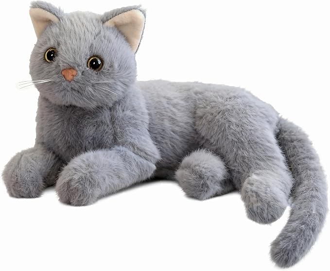 Gray Cat Plush Soft Plush Cat Toy, 12 inch Realistic Black Cat Stuffed Animal Gifts for Boys and Girls (Gray)