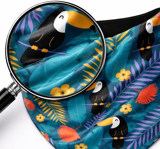 Luxury Satin Dog Bandana – Slip-On Collar Style, Premium Pet Scarf for Medium, Large & XL Dogs – Special Occasion Accessory (Collar Not Included) (Medium - Extra Large, Toucan (J) Luxe - Satin)