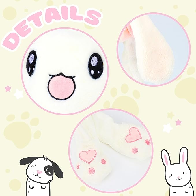 Bubblepompom Animal Hat with Ears Moving Jumping Pop Up Beating Hat Plush Holiday Cosplay Dress Up Funny Gift for Kids