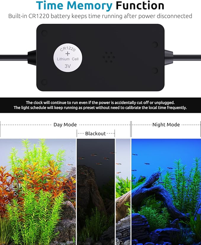 SEAOURA LED Aquarium Plant Light, 24/7 Custom Timer, Power-Off Memory, 7-Row LEDs 30-36in Full Spectrum Fish Tank Lights, 8 Colors, 20 Brightness, Day & Night Cycle, Adjustable Mount for Freshwater