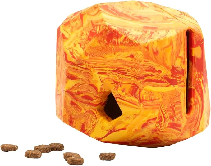 Ruffwear, Gnawt-a-Rock – Durable Interactive Dog Toy, Treat Dispensing, Made from Natural Latex Rubber, Perfect for Power Chewers, Salamander Orange