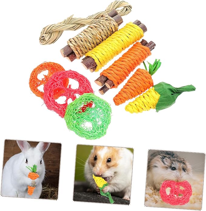 Totority Bunny Teeth Cleaning Chew for Small Pets Indoor Hamster and Rabbit Dental Care Fun Kit for Healthy Teeth and Play