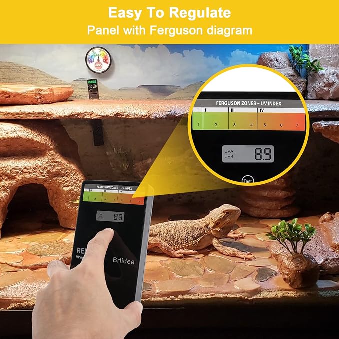 Reptile U/V Meter, Briidea U/V/B Index Meter, Measures 280-400nm with Range from 0-199.9 U/V Index, Make Sure Your Reptile & Amphibian Gets the Right Amount of U/V Light
