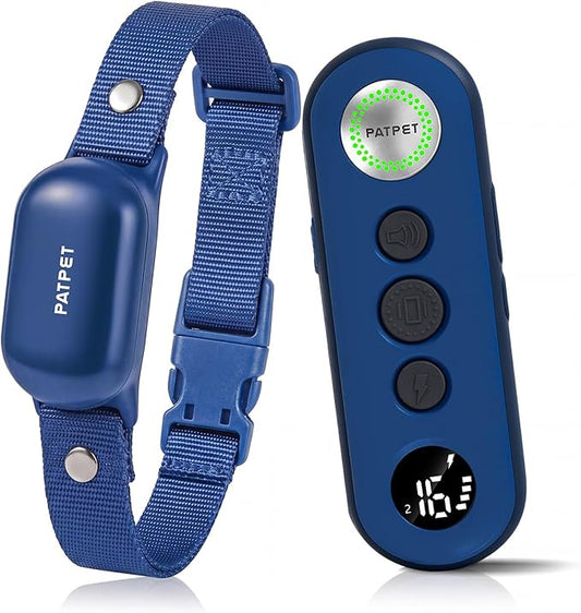 PATPET Shock Collar for Dogs - 4000FT Dog Training Collar with Remote, IPX7 Waterproof 4 Modes(Beep/Vibration/Shock/Safe) Dog Shock Collar, Rechargeable for Small Large Dogs (8-120Lbs) (Blue)