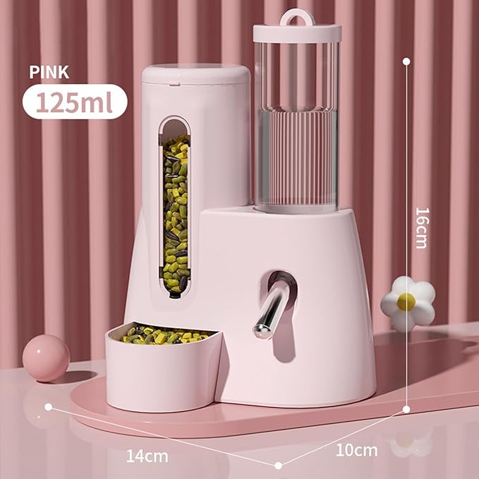 Small Animal Food and Water Dispenser, 2 in 1 Hamster Automatic-Gravity Food Water Dispenser, No Drip Pet Feeder and Waterer, for Small Animal Hedgehog Hamster Cats Rabbits