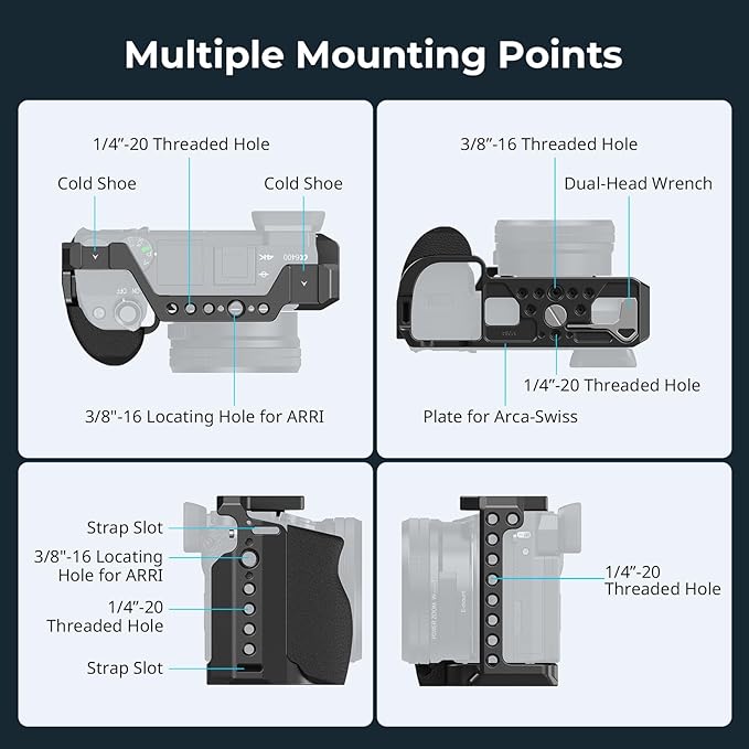 SmallRig Cage with Silicone Handgrip & Cold Shoe for Sony a6100, a6300, a6400-3164