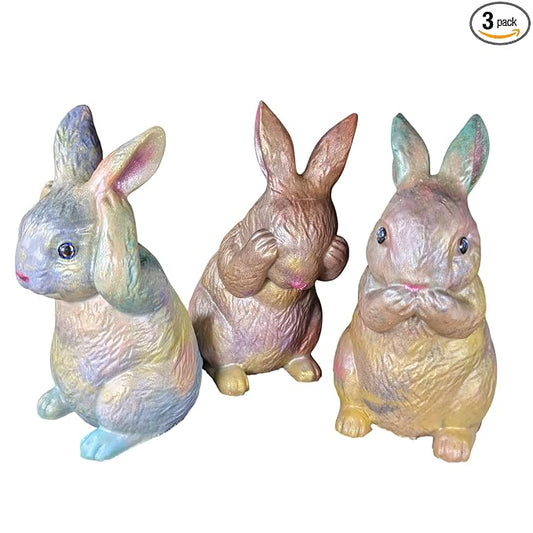 Set of 3-5oz "Wise Bunny" Easter Bunny Soap Set | Beautiful hand soap | " Hear no Evil, See No Evil, Speak No Evil", Rabbit Soap | Handmade, Unique Art, Irresistible Scents | Nourishing & Moisturizing