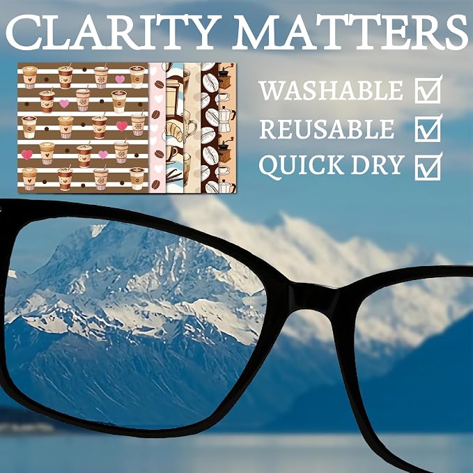 CREATCABIN 6Pcs Glasses Cleaning Cloth Microfiber Cleaning Cloths Suede Fiber Glasses Cleaner Wipes Soft Washable Microfiber Reusable for Eyeglasses Camera Lens Laptops Screens Phone 6 x 6 Inch Drink