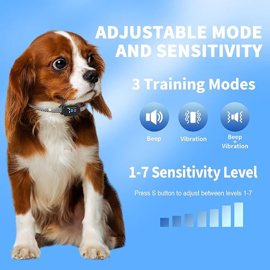 Anti-Bark Collar for Small Dogs, No Shock Anti Barking Collars with 7 Sensitivities, 3 Adjustable Modes Beep & Vibration, IP67 Waterproof - Effective & Humane, Premium Black