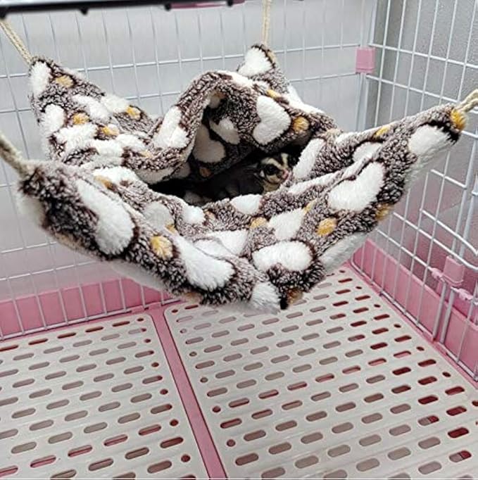 ISMARTEN Small Animal Hanging Hammock, Pet Hanging Nap Sack Sleep Bag Bed, Cage Hammock Beds for Ferret Guinea-Pig Sugar Glider Hamster Rat Mice Chinchilla Flying Gerbil and Squirrel